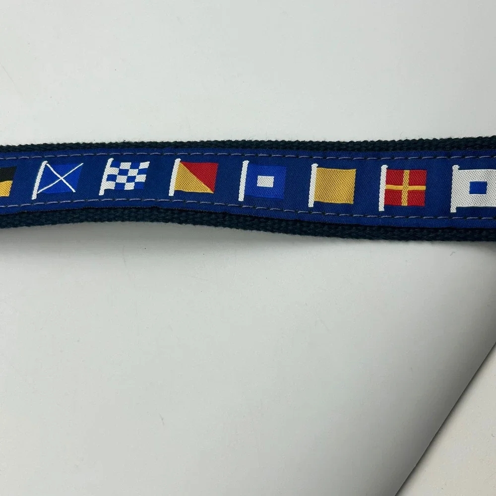 Zep-Pro Nautical Signal Flag Belt Navy Blue Mens Size 40 Leather Webbing EUC